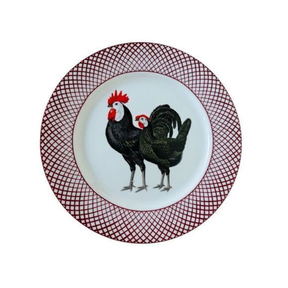 The Haldon Group Devonshire‎ Black  & White Rooster Hen Plate Country Farmhouse